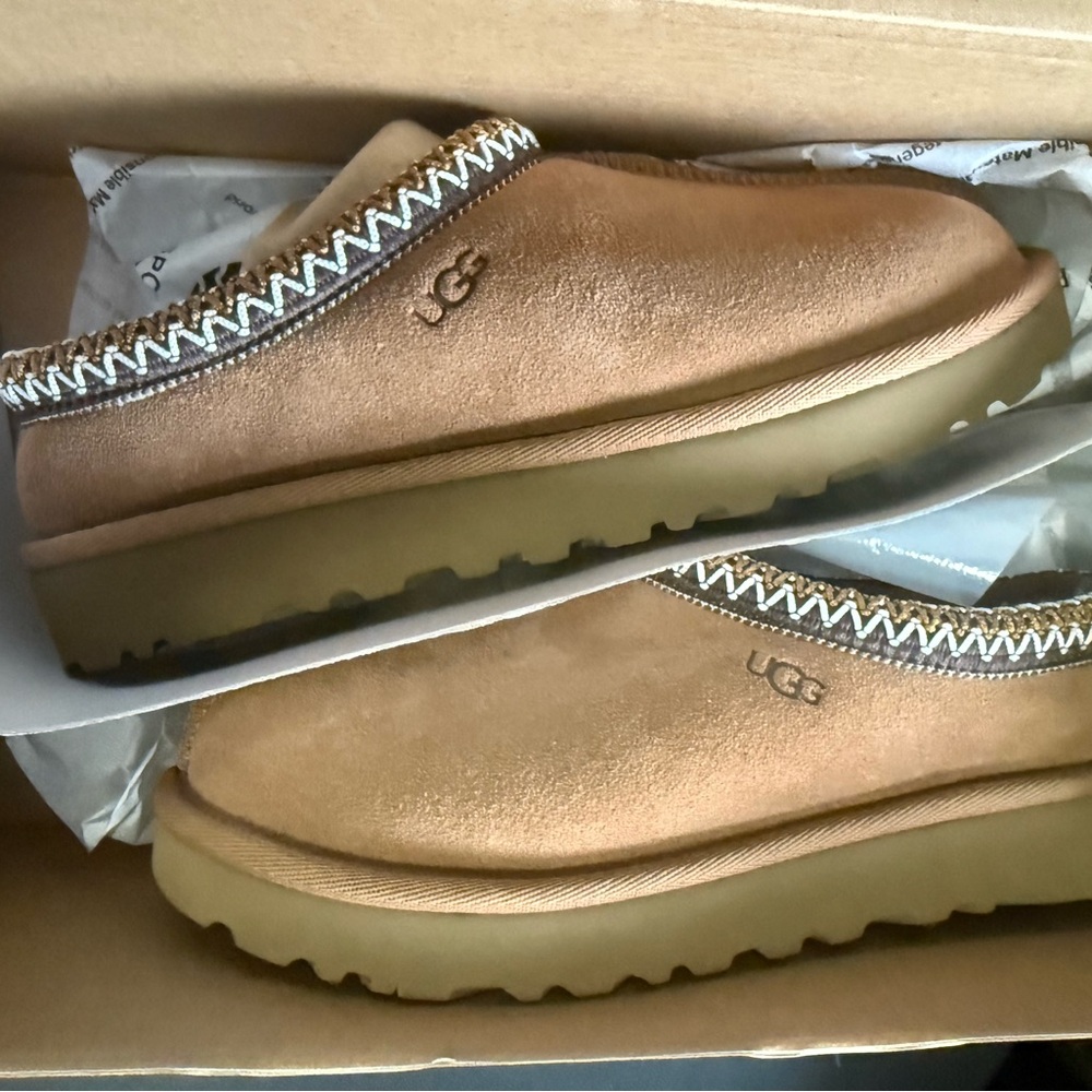 UGG Tasman Tan Suede Slip-On Shoes